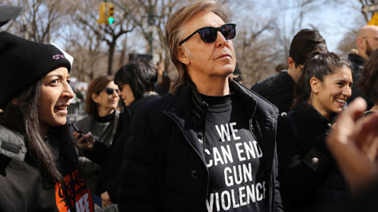 Paul McCartney, citing John Lennon’s murder, joins March for Our Lives in New York
