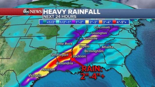 Southern US bracing for more flooding, possible tornadoes