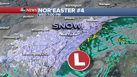 Spring nor’easter slams East Coast: Snow, winds to pummel major cities during rush hour