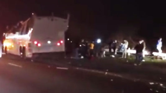 Bus strikes Long Island overpass, injuring high school students