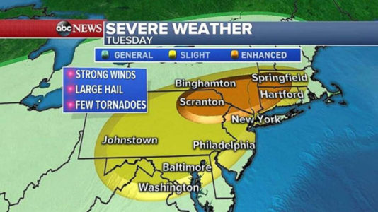 Severe weather outbreak expected in the Northeast
