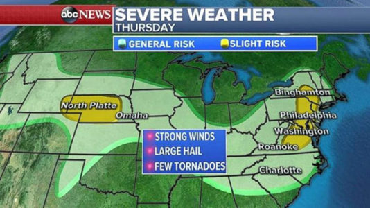 Risk of severe weather stretches across upper US