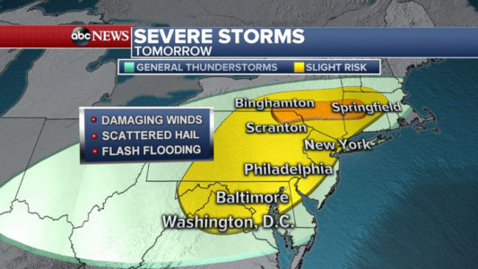 Widespread severe weather expected from Texas to Virginia