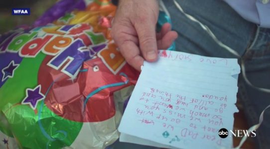 Two Texas girls who sent a balloon to their late father in heaven receive a heartwarming response