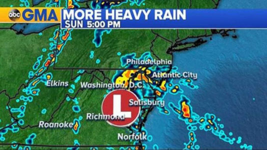 Rivers continue to rise in flood-prone mid-Atlantic states; heat wave hits Southwest