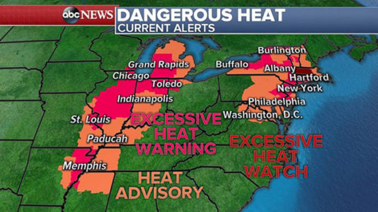Temperatures near 100 degrees across Northeast as heat wave blazes on