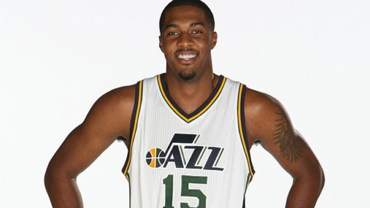 SALT LAKE CITY, UT - SEPTEMBER 29:  Derrick Favors #15 of the Utah Jazz poses for a photo during the 2014 NBA Jazz Media Day at Zions Basketball Center on September 29, 2014 in Salt Lake City, Utah. NOTE TO USER: User expressly acknowledges and agrees that, by downloading and or using this Photograph, User is consenting to the terms and conditions of the Getty Images License Agreement. Mandatory Copyright Notice: Copyright 2012 NBAE (Photo by Melissa Majchrzak/NBAE via Getty Images)