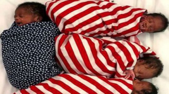 Patriotic quadruplets head home in time for Independence Day