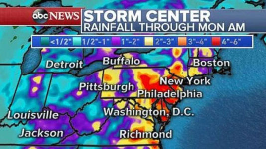 Heavy rain, thunderstorms bring risk of flash flooding along East Coast