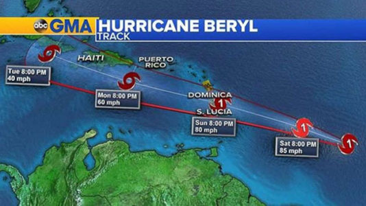 Hurricane Beryl takes aim at eastern Caribbean, could miss Puerto Rico