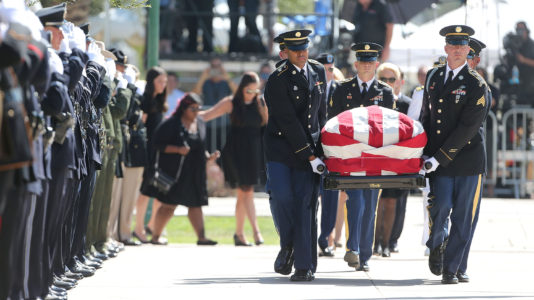 ‘He’s my hero’: Mourners, some traveling for hours to get to Arizona, remember John McCain