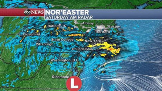 Fast-moving nor’easter bringing heavy rain, gusty winds to Northeast