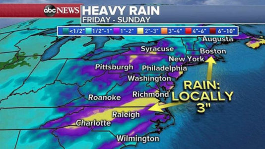 Nor’easter to bring heavy rain, gusty winds to East Coast