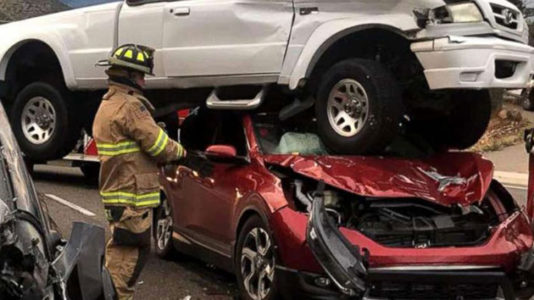 Four people walk away unscathed after three-vehicle crash in Arizona