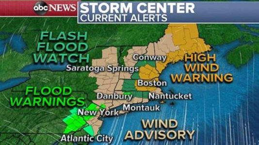 Strong storm brings flash flooding, tornadoes, damaging winds to East Coast