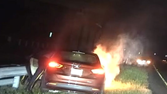‘You just don’t think,’ state trooper says after rescuing unconscious man from burning car