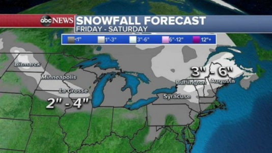 Cold moves in as snowstorm moves out of Northeast
