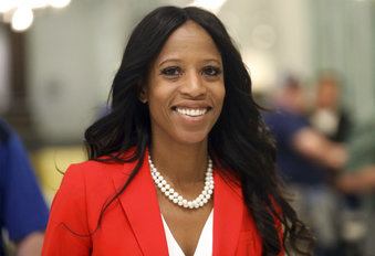 FILE - In this Nov. 6, 2018, file photo, Republican U.S. Rep. Mia Love walks to greets supporters during an election night party, in Lehi, Utah. Love has cut into Democratic challenger Ben McAdams' lead as vote-counting continues in the race that remains too close to call a week after Election Day. (AP Photo/Rick Bowmer, File)