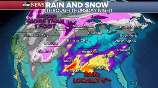 Major storm to deliver heavy rain, snow for end of holiday week