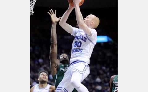 Haws scores 30 points, leads BYU over Portland State 85-66