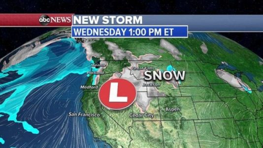 New storm moving east with snow, strong wind and rain