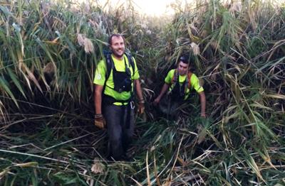 Rescuers use heavy-duty vehicle to plow down invasive weeds