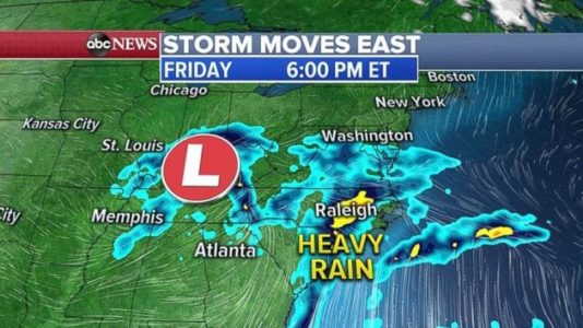 Storm that drenched the South moving into Northeast for weekend