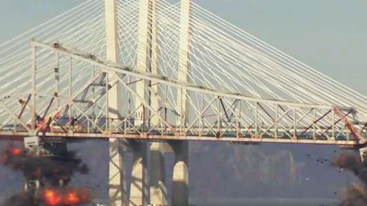 Section of New York’s old Tappan Zee Bridge demolished in controlled explosion