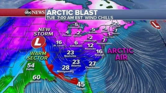 Arctic blast loosens grip on East Coast as new storm slams Rockies