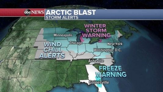 Deadly cold moves into Northeast after breaking records in Midwest