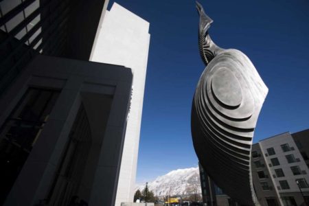 Spiral sculpture graces front of new courthouse in Provo
