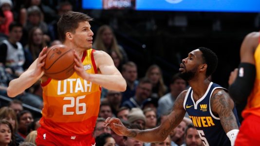 Mitchell, Korver lead Jazz to 111-104 win over Nuggets