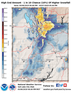 Snowfall on northern, central Utah expected from storm