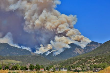 Wildfire on high terrain challenges firefighters