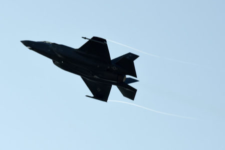 An F-35A Lightning II fighter jet takes off during Astral Knight 2019 on June 3, 2019, at Aviano Air Base, Italy. The U.S. Air Force has deployed one squadron of F-35A Lightning II fighter jets, Airmen, and associated equipment to Aviano Air Base, Italy, from the 388th and 419th Fighter Wings, at Hill AFB, Utah. (U.S. Air Force photo by Tech. Sgt. Jim Araos)