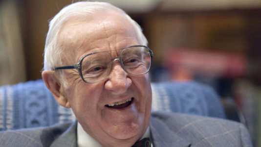Retired Supreme Court Justice John Paul Stevens, then 91, works in his office at the Supreme Court on Sept. 28, 2011.