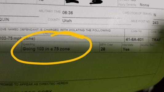 Utah authorities stop car going 103 mph during snow storm