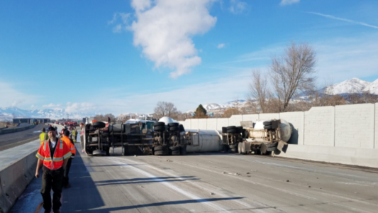 Tanker hauling beer waste topples on Utah freeway