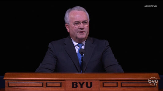 Elder Gerard Speaks To BYU Students From Empty Marriott Center