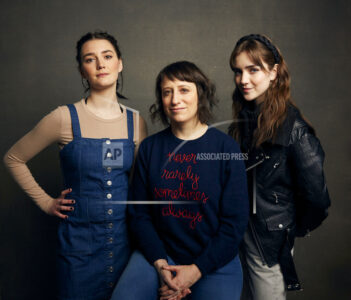 FILE - In this Jan. 25, 2020 file photo, actress Sidney Flanigan, from left, writer/director Eliza Hittman and actress Talia Ryder pose for a portrait to promote their film "Never Rarely Sometimes Always" at the Music Lodge during the Sundance Film Festival in Park City, Utah.   The film won The Silver Bear Grand Jury Prize at the Berlinale Film Festival. (Photo by Taylor Jewell/Invision/AP, File)