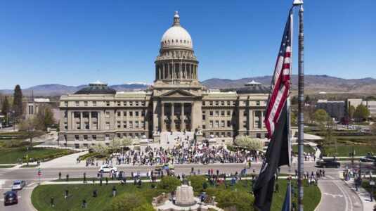Hundreds defy Idaho’s stay-at-home order at Capitol protest