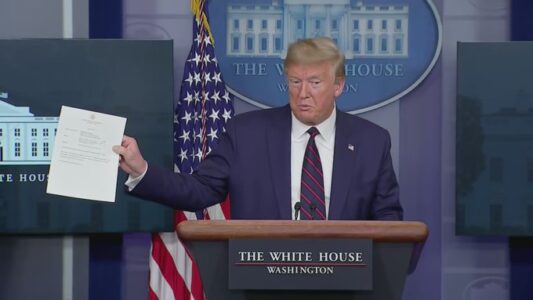 Trump Again Addresses Media During White House Briefing