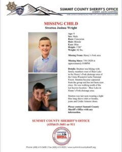 Wasatch County Search and Rescue With Information on Missing Boy; Boy Has Been Found