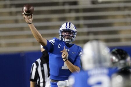 Wilson throws for 392 yards, No. 18 BYU routs Troy 48-7