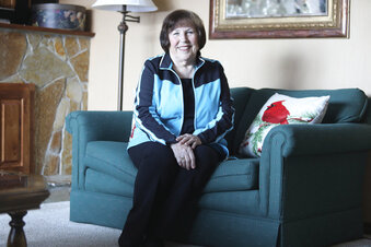 Mary Spencer is photographed at her home on Dec. 29, 2020 in Eden, Utah. Spencer was 19 years old when she dropped out of college. Now, over 61 years later, the 80-year-old has earned her bachelor's degree. In a virtual Brigham Young University-Idaho commencement held earlier this month, Spencer was awarded a Bachelor of Science in marriage and family studies. (Emily Anderson/Standard-Examiner via AP)