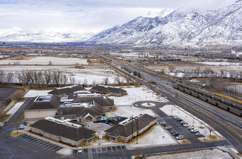 An aerial photo shows Provo Canyon School campus on Saturday, Jan. 30, 2021, in Springville, Utah. Public records show a teenager from Oregon's foster care system was injected with sedatives while staying at the youth residential treatment facility in Utah. A Utah lawmaker is now proposing new regulations on the youth-treatment industry spotlighted by abuse allegations by celebrity Paris Hilton. (Francisco Kjolseth/The Salt Lake Tribune via AP)