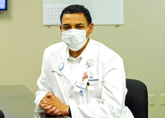 Dr. Vincent Shaw poses for a portrait in Baton Rouge, La., Wednesday, Sept. 29, 2021. He commonly hears patients tell him they haven't done enough research on the COVID-19 vaccines. Rest assured, he tells them, the vaccine developers have done their homework.  (AP Photo/Dorthy Ray)