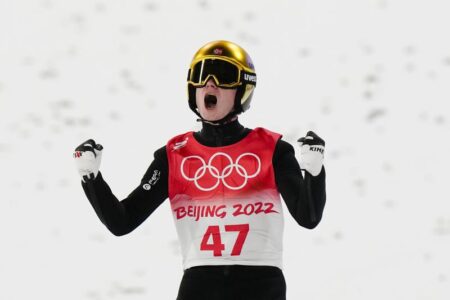 Marius Lindvik of Norway wins Olympic gold on large hill