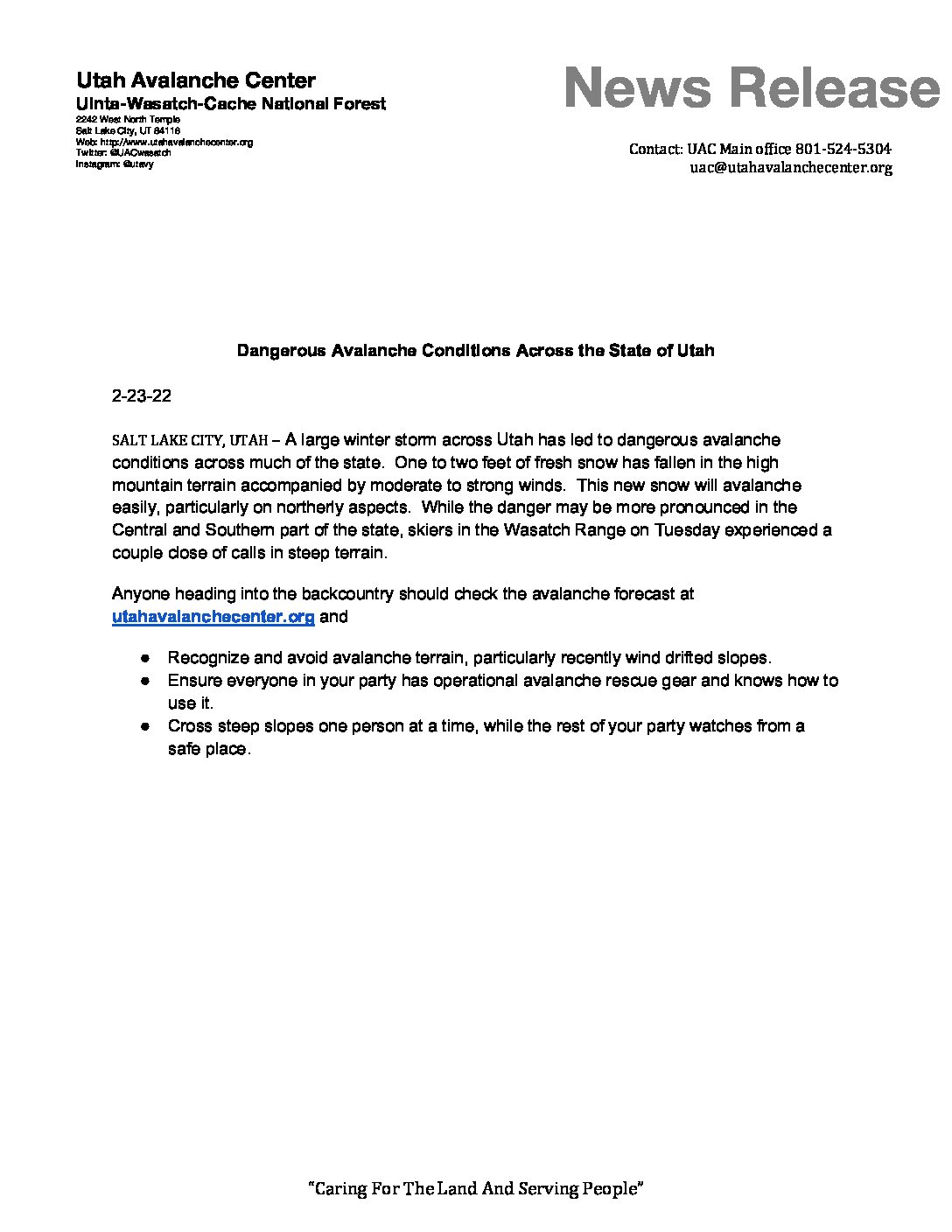 Utah Avalanche Danger