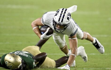 No. 25 BYU waits out delay to rout South Florida 50-21